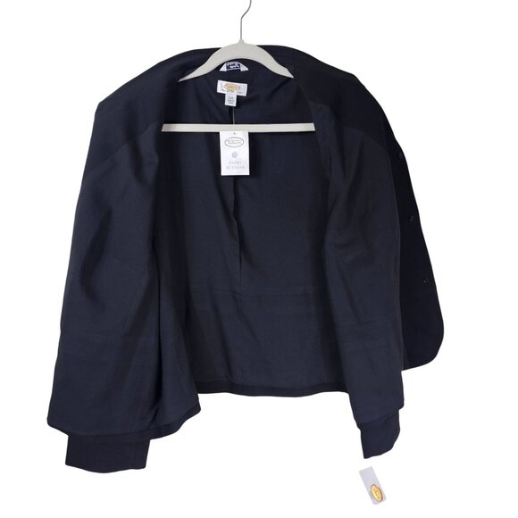 Talbots Wool Stretch Blazer 22WP Black 4 Button Lined Cropped Quiet Luxury NWT - Picture 4 of 11